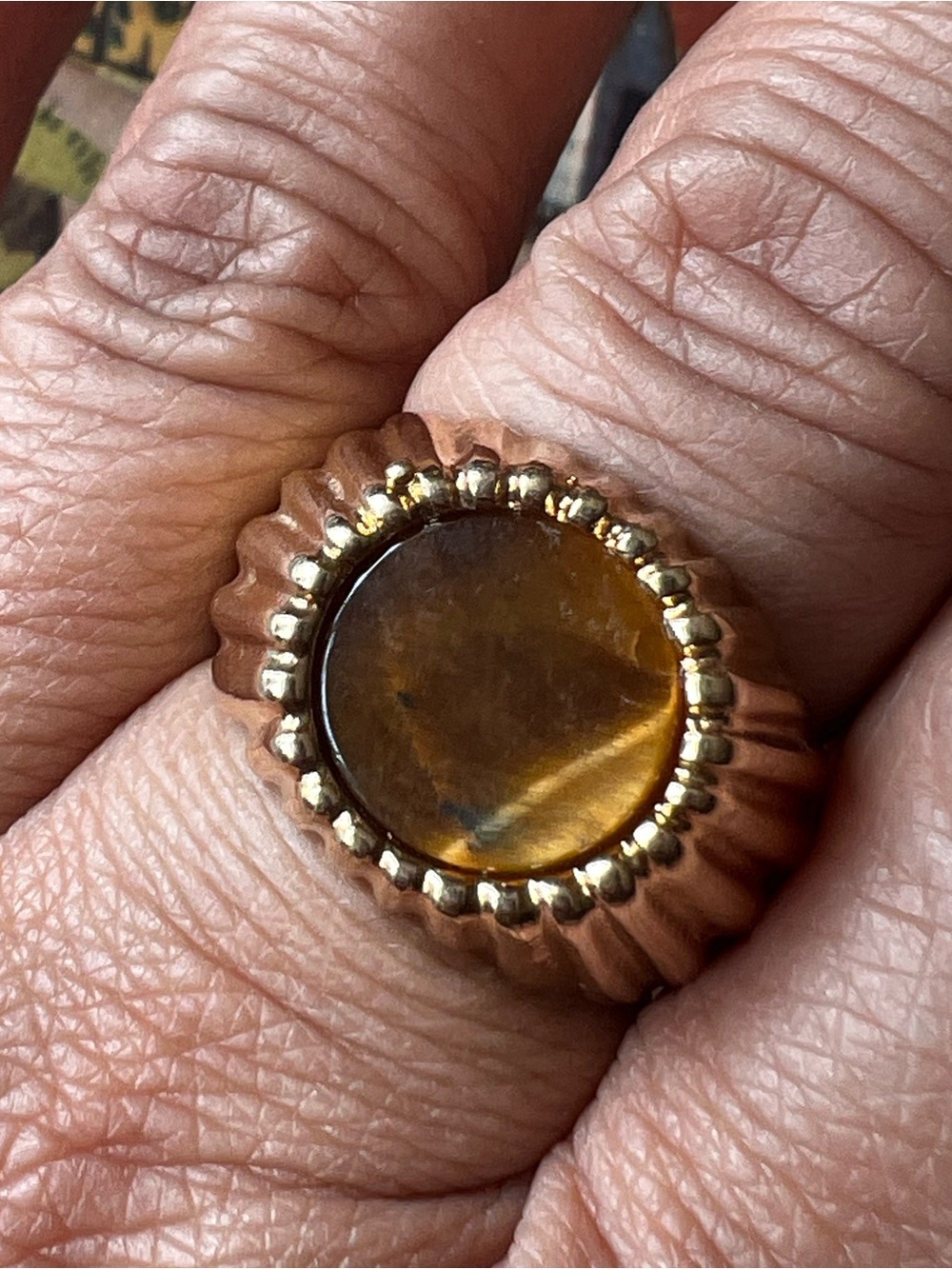 Mens Ring Size 8.5 Park Lane Gold Tiger Eye Signet Ring #856